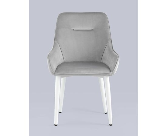 Стул Диана велюр серый ножки белые, изображение 5 | Интернет магазин мебели и декора LifeDekor