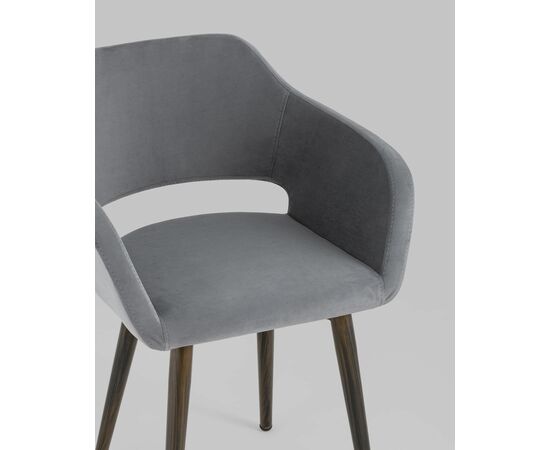 Стул с подлокотниками Саймон велюр тёмно-серый, изображение 10 | Интернет магазин мебели и декора LifeDekor