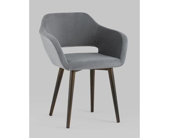 Стул с подлокотниками Саймон велюр тёмно-серый, изображение 2 | Интернет магазин мебели и декора LifeDekor
