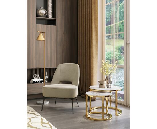 Кресло лаунж Бостон велюр бежевый, изображение 5 | Интернет магазин мебели и декора LifeDekor