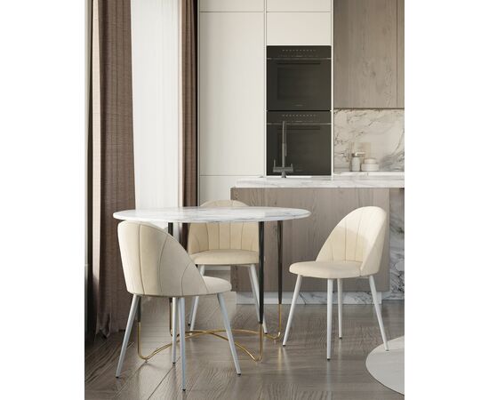 Стул Логан велюр молочный белые ножки, изображение 5 | Интернет магазин мебели и декора LifeDekor