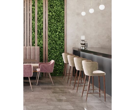 Стул полубарный Матео с кантом велюр шампань ножки дерево, изображение 4 | Интернет магазин мебели и декора LifeDekor