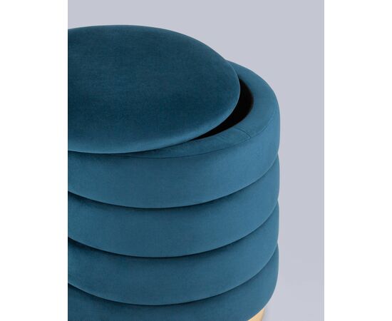 Пуф Франсис с ящиком велюр синий, изображение 4 | Интернет магазин мебели и декора LifeDekor