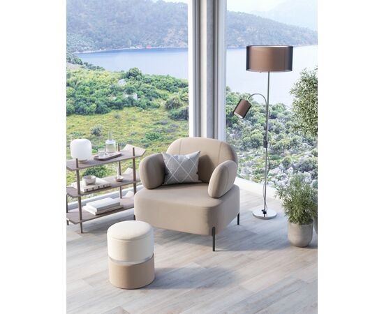 Кресло Кэнди с подлокотниками велюр серо-бежевый, изображение 5 | Интернет магазин мебели и декора LifeDekor