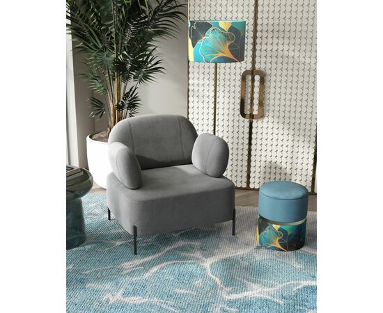 Кресло Кэнди с подлокотниками велюр серый, изображение 3 | Интернет магазин мебели и декора LifeDekor