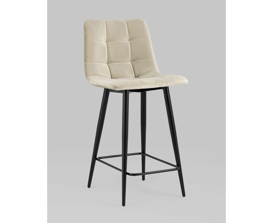 Стул полубарный Джанго велюр бежевый высота сиденья 60 см, изображение 2 | Интернет магазин мебели и декора LifeDekor