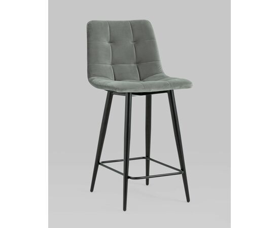 Стул полубарный Джанго велюр серый высота сиденья 60 см, изображение 2 | Интернет магазин мебели и декора LifeDekor