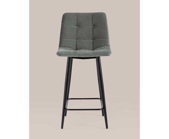 Стул полубарный Джанго велюр серый высота сиденья 60 см, изображение 5 | Интернет магазин мебели и декора LifeDekor