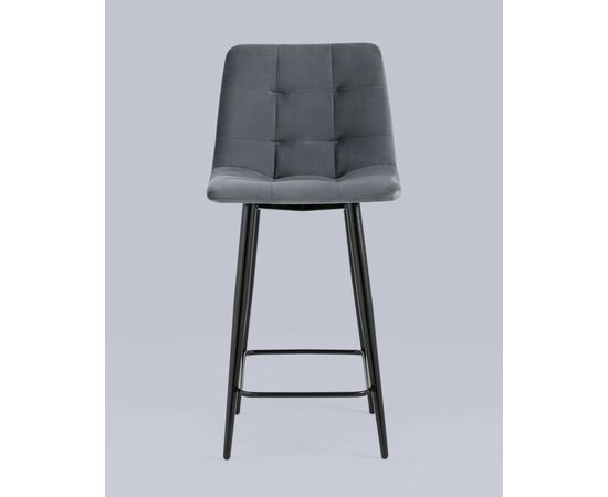 Стул полубарный Джанго велюр тёмно-серый высота сиденья 60 см, изображение 4 | Интернет магазин мебели и декора LifeDekor