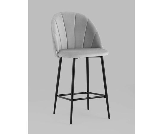 Стул полубарный Логан велюр светло-серый, изображение 2 | Интернет магазин мебели и декора LifeDekor
