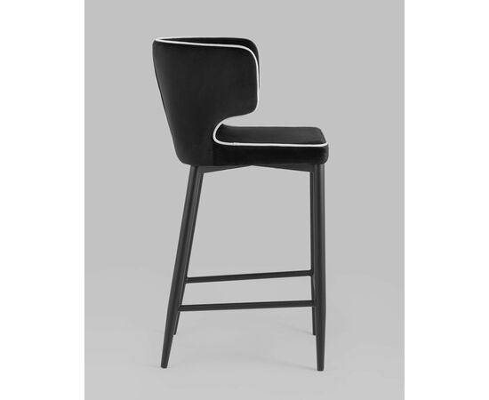 Стул полубарный Матео с кантом велюр черный, изображение 4 | Интернет магазин мебели и декора LifeDekor