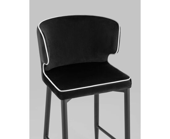 Стул полубарный Матео с кантом велюр черный, изображение 8 | Интернет магазин мебели и декора LifeDekor