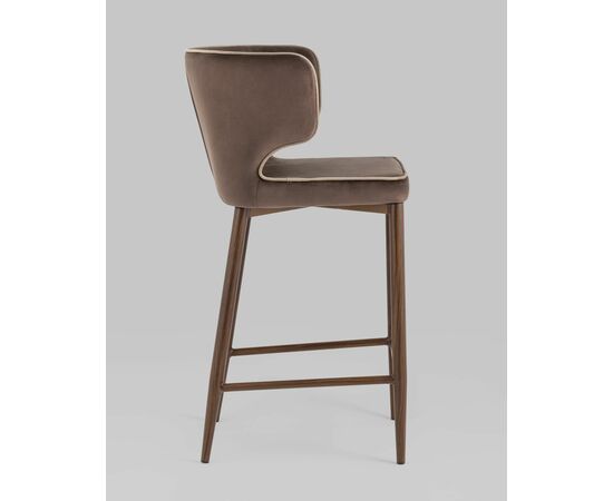 Стул полубарный Матео с кантом велюр коричневый ножки дерево, изображение 4 | Интернет магазин мебели и декора LifeDekor