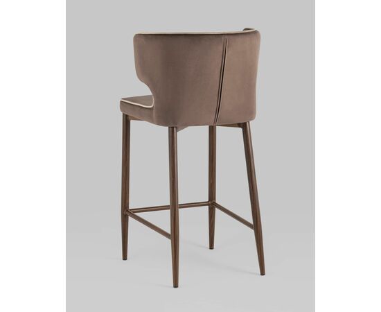 Стул полубарный Матео с кантом велюр коричневый ножки дерево, изображение 6 | Интернет магазин мебели и декора LifeDekor