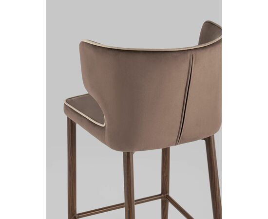 Стул полубарный Матео с кантом велюр коричневый ножки дерево, изображение 7 | Интернет магазин мебели и декора LifeDekor
