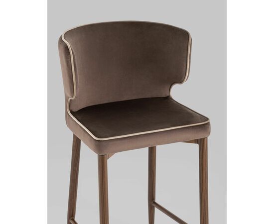 Стул полубарный Матео с кантом велюр коричневый ножки дерево, изображение 8 | Интернет магазин мебели и декора LifeDekor