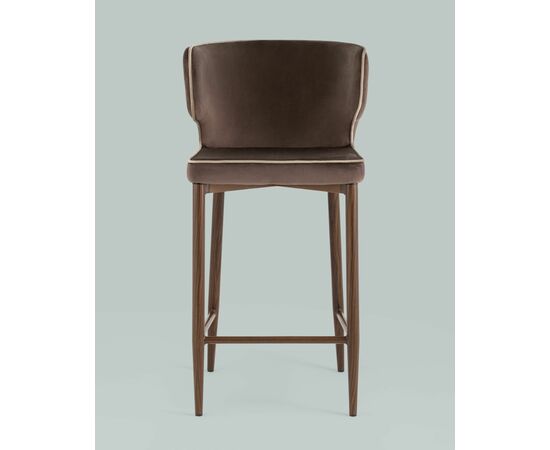 Стул полубарный Матео с кантом велюр коричневый ножки дерево, изображение 3 | Интернет магазин мебели и декора LifeDekor
