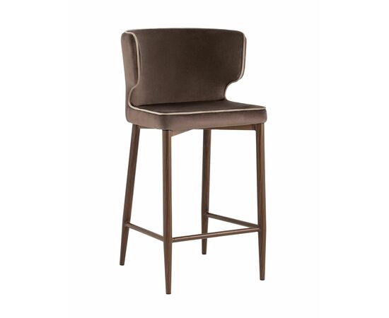 Стул полубарный Матео с кантом велюр коричневый ножки дерево | Интернет магазин мебели и декора LifeDekor