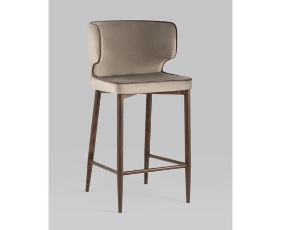 Стул полубарный Матео с кантом велюр шампань ножки дерево, изображение 2 | Интернет магазин мебели и декора LifeDekor