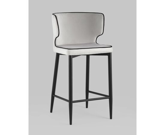 Стул полубарный Матео с кантом велюр светло-серый, изображение 2 | Интернет магазин мебели и декора LifeDekor