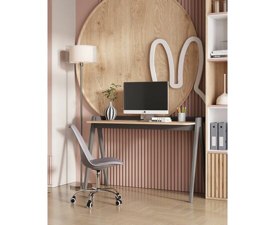 Стол письменный Pyramid 118*53 светлое дерево/серый, изображение 4 | Интернет магазин мебели и декора LifeDekor