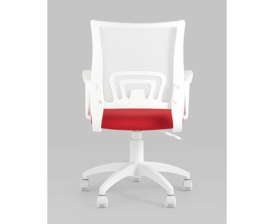 Кресло офисное Topchairs ST-BASIC-W спинка белая сетка сиденье красная ткань крестовина белый пластик, изображение 6 | Интернет магазин мебели и декора LifeDekor