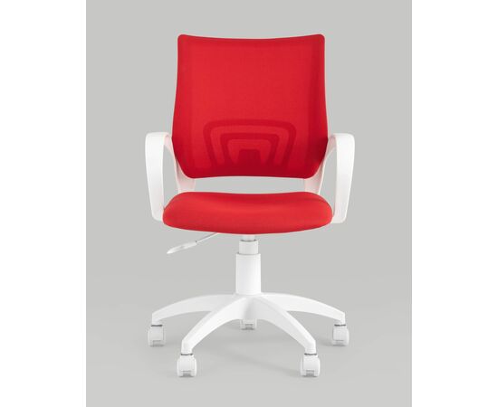 Кресло офисное TopChairs ST-BASIC-W красная ткань крестовина белый пластик, изображение 4 | Интернет магазин мебели и декора LifeDekor