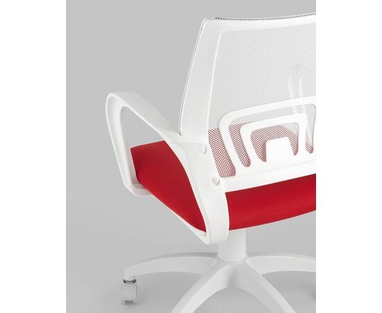 Кресло офисное Topchairs ST-BASIC-W спинка белая сетка сиденье красная ткань крестовина белый пластик, изображение 8 | Интернет магазин мебели и декора LifeDekor