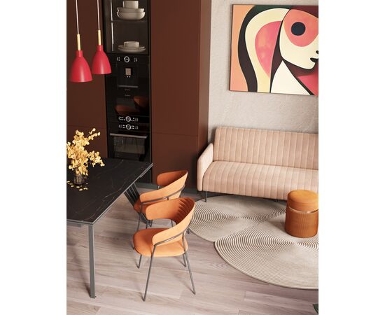 Пуф Миранда с ящиком велюр оранжевый, изображение 3 | Интернет магазин мебели и декора LifeDekor