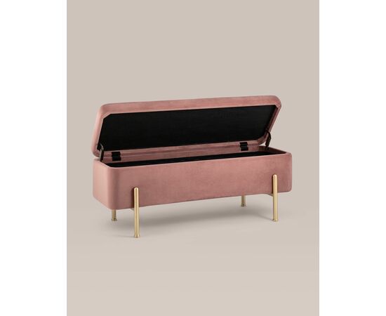 Банкетка Болейн с ящиком велюр розовый, изображение 6 | Интернет магазин мебели и декора LifeDekor