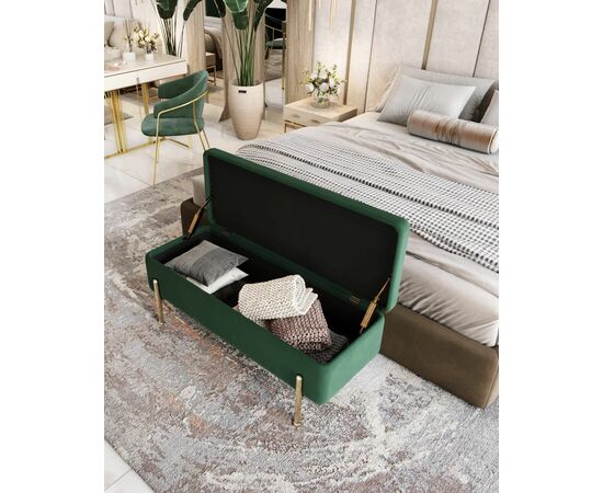 Банкетка Болейн с ящиком велюр зеленый, изображение 4 | Интернет магазин мебели и декора LifeDekor