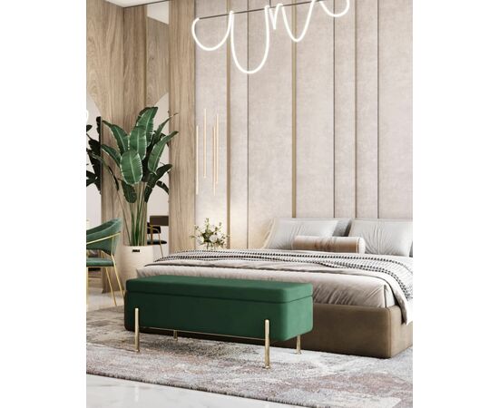 Банкетка Болейн с ящиком велюр зеленый, изображение 3 | Интернет магазин мебели и декора LifeDekor