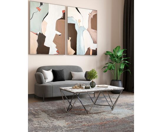 Журнальный столик Авалон 122*66 серый мрамор сталь серебро, изображение 4 | Интернет магазин мебели и декора LifeDekor