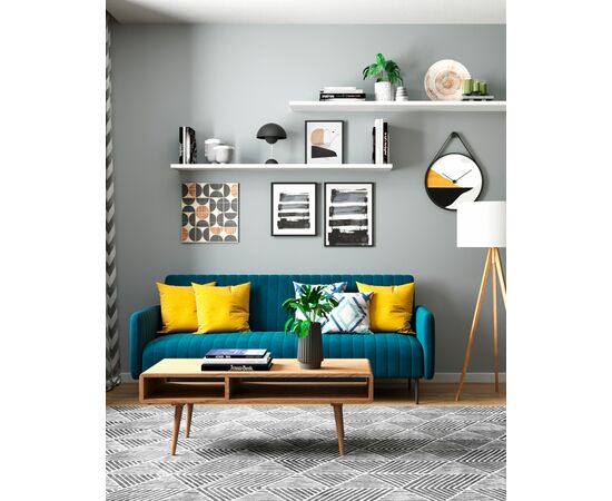 Диван прямой Дрезден велюр синий, изображение 4 | Интернет магазин мебели и декора LifeDekor