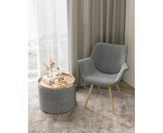 Пуф-столик с ящиком Хюгге L рогожка серый, изображение 3 | Интернет магазин мебели и декора LifeDekor