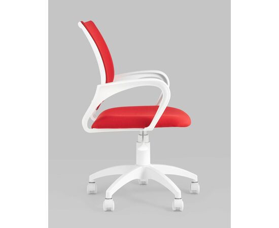 Кресло офисное TopChairs ST-BASIC-W красная ткань крестовина белый пластик, изображение 5 | Интернет магазин мебели и декора LifeDekor