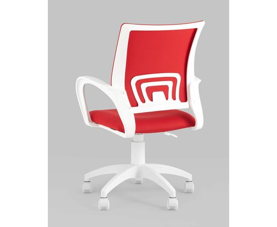 Кресло офисное TopChairs ST-BASIC-W красная ткань крестовина белый пластик, изображение 7 | Интернет магазин мебели и декора LifeDekor