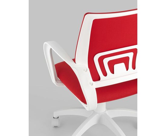 Кресло офисное TopChairs ST-BASIC-W красная ткань крестовина белый пластик, изображение 8 | Интернет магазин мебели и декора LifeDekor