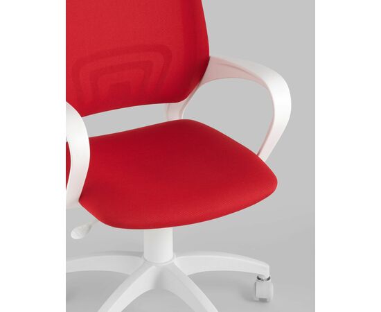 Кресло офисное TopChairs ST-BASIC-W красная ткань крестовина белый пластик, изображение 9 | Интернет магазин мебели и декора LifeDekor