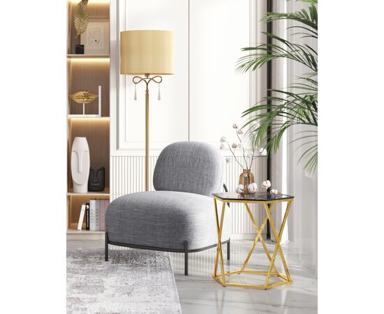 Журнальный столик Круз 48*42 стекло smoke сталь золото, изображение 3 | Интернет магазин мебели и декора LifeDekor