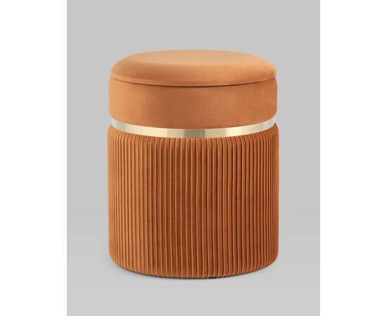 Пуф Миранда с ящиком велюр оранжевый, изображение 2 | Интернет магазин мебели и декора LifeDekor