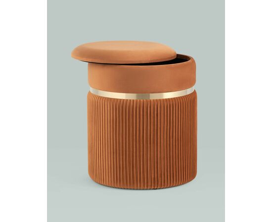 Пуф Миранда с ящиком велюр оранжевый, изображение 5 | Интернет магазин мебели и декора LifeDekor