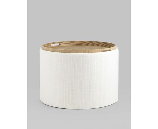 Пуф-столик с ящиком Хюгге L рогожка белый, изображение 6 | Интернет магазин мебели и декора LifeDekor