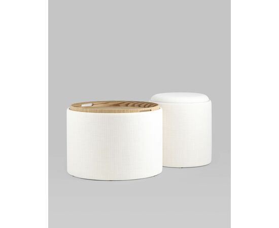 Пуф-столик с ящиком Хюгге L рогожка белый, изображение 7 | Интернет магазин мебели и декора LifeDekor