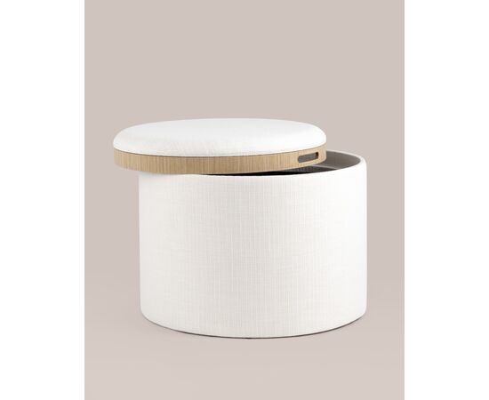 Пуф-столик с ящиком Хюгге L рогожка белый, изображение 3 | Интернет магазин мебели и декора LifeDekor