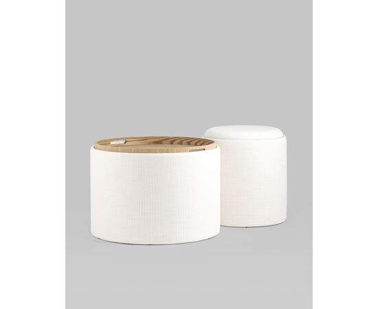 Пуф-столик с ящиком Хюгге S рогожка белый, изображение 9 | Интернет магазин мебели и декора LifeDekor