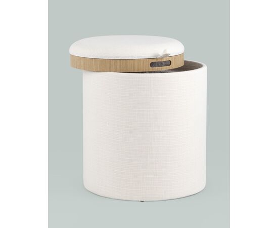 Пуф-столик с ящиком Хюгге S рогожка белый, изображение 5 | Интернет магазин мебели и декора LifeDekor