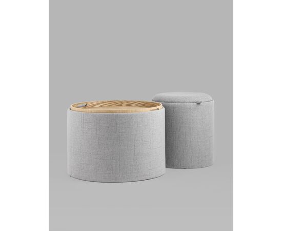 Пуф-столик с ящиком Хюгге S рогожка серый, изображение 14 | Интернет магазин мебели и декора LifeDekor