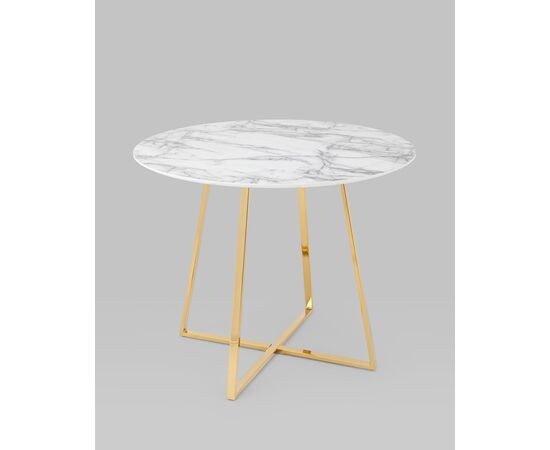 Стол обеденный Дакота 100*100 белый мрамор ножки золото, изображение 2 | Интернет магазин мебели и декора LifeDekor