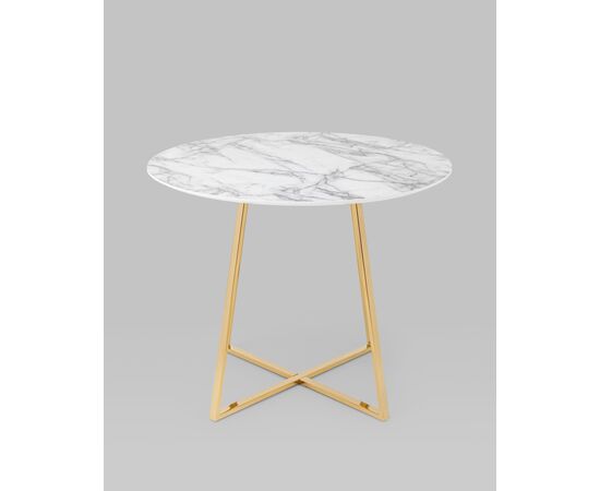 Стол обеденный Дакота 100*100 белый мрамор ножки золото, изображение 12 | Интернет магазин мебели и декора LifeDekor